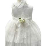 Abito Elegante a Bambolina Bianco con Balze di Tulle Neonata La Sartoria dei Piccoli L424 - LA SARTORIA DEI PICCOLI - LuxuryKids