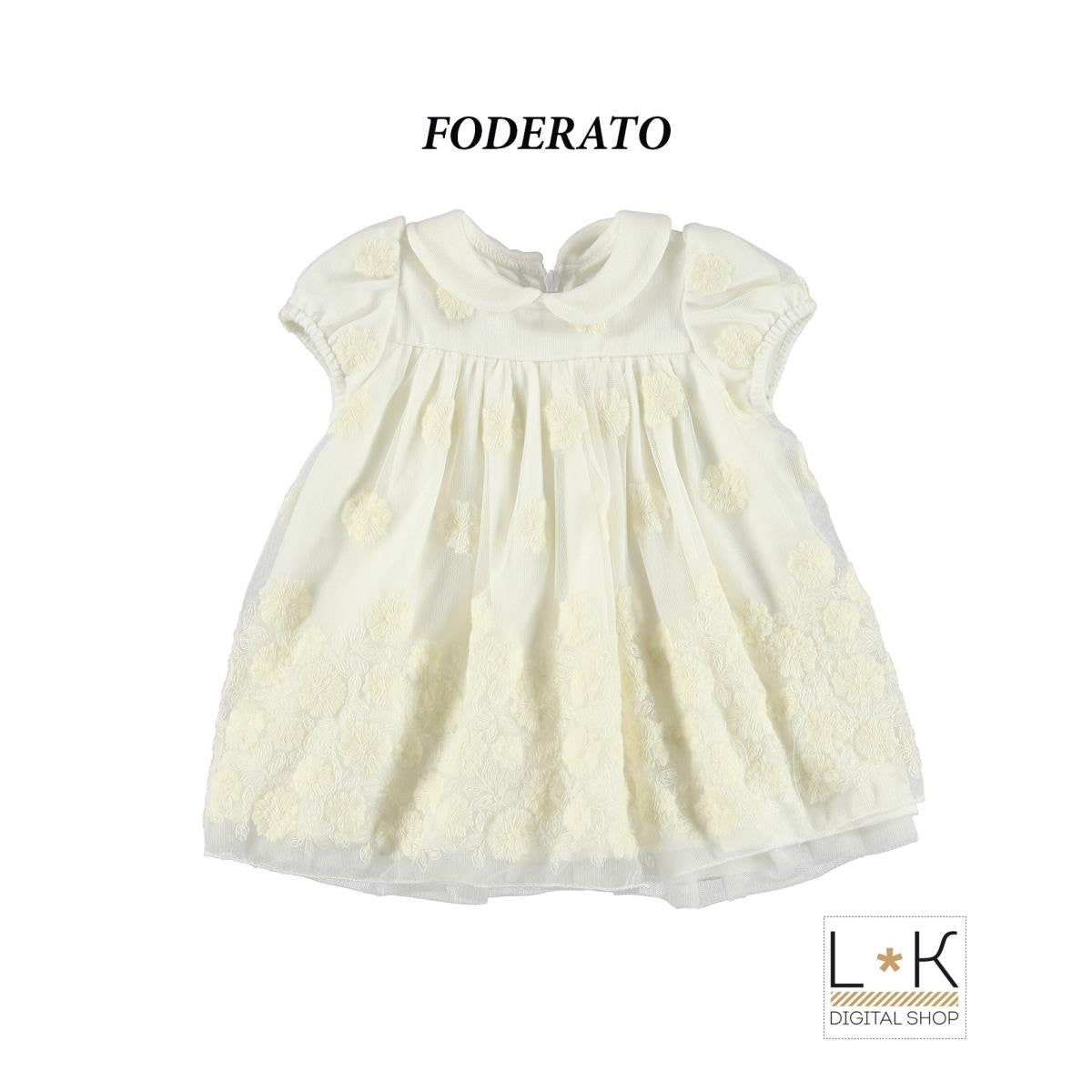 Abito Elegante a Bambolina in Misto Lana Panna Neonata Minibanda N722 - MINIBANDA - LuxuryKids