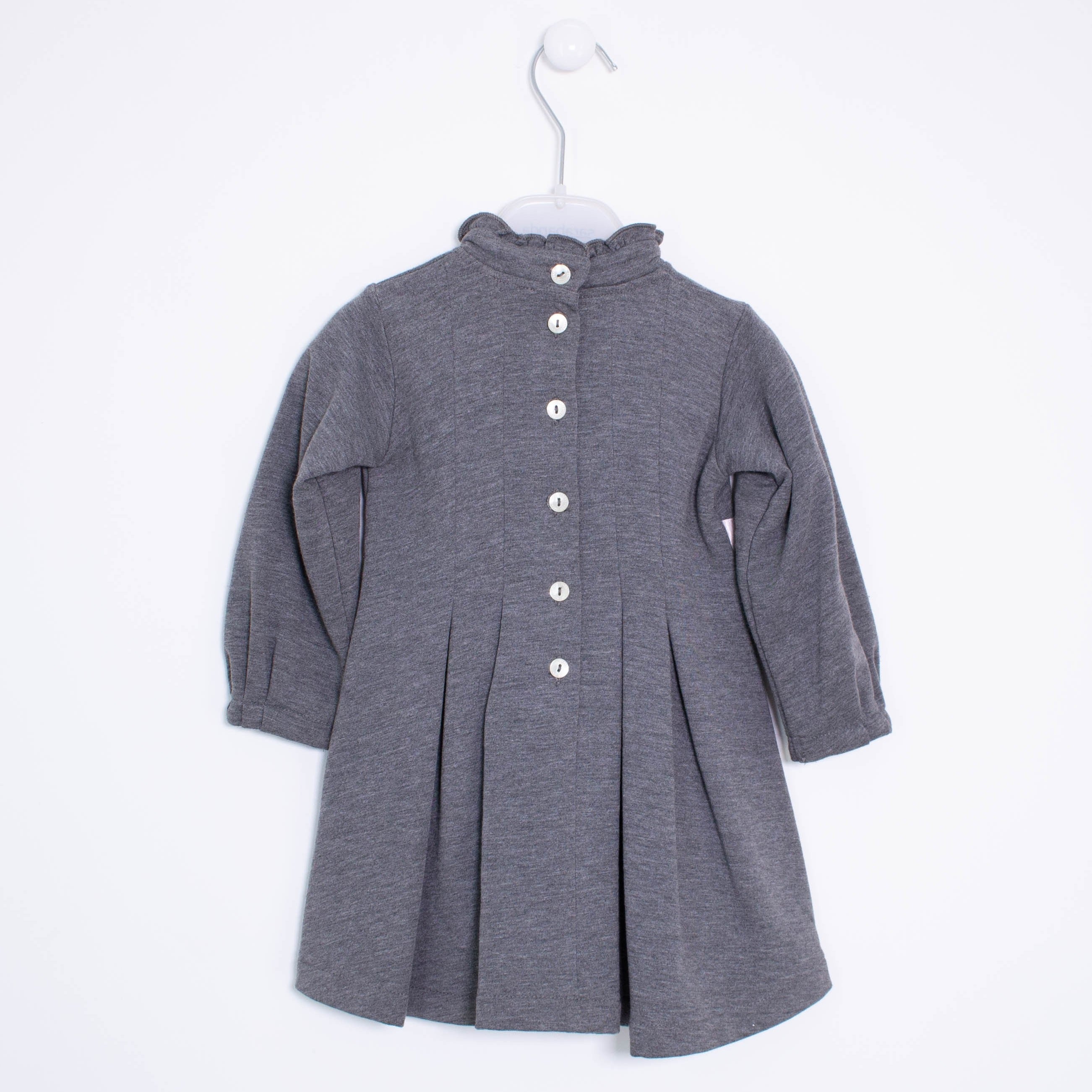 Abito Elegante a Collo Alto con Rouches Neonata Grigio Papermoon 7PM62149 - PAPERMOON - LuxuryKids