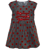 Abito Elegante a Pois in Velluto Grigio-Rosso Per Bambina Dr.Kids 483 - DR.KID - LuxuryKids