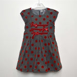 Abito Elegante a Pois in Velluto Grigio-Rosso Per Bambina Dr.Kids 483 - DR.KID - LuxuryKids