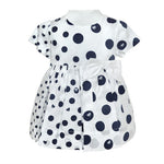 Abito Elegante a Pois Neonata Bianco-Blu Minibanda Q752 - MINIBANDA - LuxuryKids