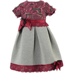 Abito Elegante Bambina Bordeaux-Grigio Piccola Speranza PS16039 - PICCOLA SPERANZA - LuxuryKids