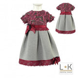 Abito Elegante Bambina Bordeaux-Grigio Piccola Speranza PS16039 - PICCOLA SPERANZA - LuxuryKids