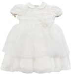 Abito Elegante Bianco con Fiore Rimovibile Neonata Ninnaoh I1838 - NINNAOH - LuxuryKids