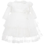 Abito Elegante Cerimonia Battesimo Con Pizzo Bianco Neonata Les Petits Enfants AZZURRA - LE PETITS ENFANTS - LuxuryKids
