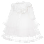 Abito Elegante Cerimonia Battesimo Con Pizzo Bianco Neonata Les Petits Enfants AZZURRA - LE PETITS ENFANTS - LuxuryKids