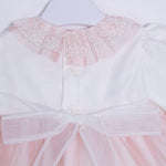 Abito Elegante Cerimonia Battesimo Panna-Rosa Neonata 5594 Ponto Per Ponto - PONTO POR PONTO - LuxuryKids