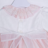 Abito Elegante Cerimonia Battesimo Panna-Rosa Neonata 5594 Ponto Per Ponto - PONTO POR PONTO - LuxuryKids