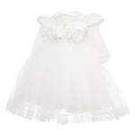 Abito Elegante Cerimonia Battesimo Raso e Tulle Bianco Neonata Les Petits Enfants TIFFANY - LE PETITS ENFANTS - LuxuryKids