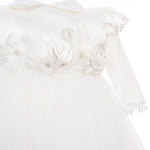 Abito Elegante Cerimonia Battesimo Raso e Tulle Bianco Neonata Les Petits Enfants TIFFANY - LE PETITS ENFANTS - LuxuryKids