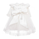 Abito Elegante Cerimonia Battesimo Raso e Tulle Bianco Neonata Les Petits Enfants TIFFANY - LE PETITS ENFANTS - LuxuryKids