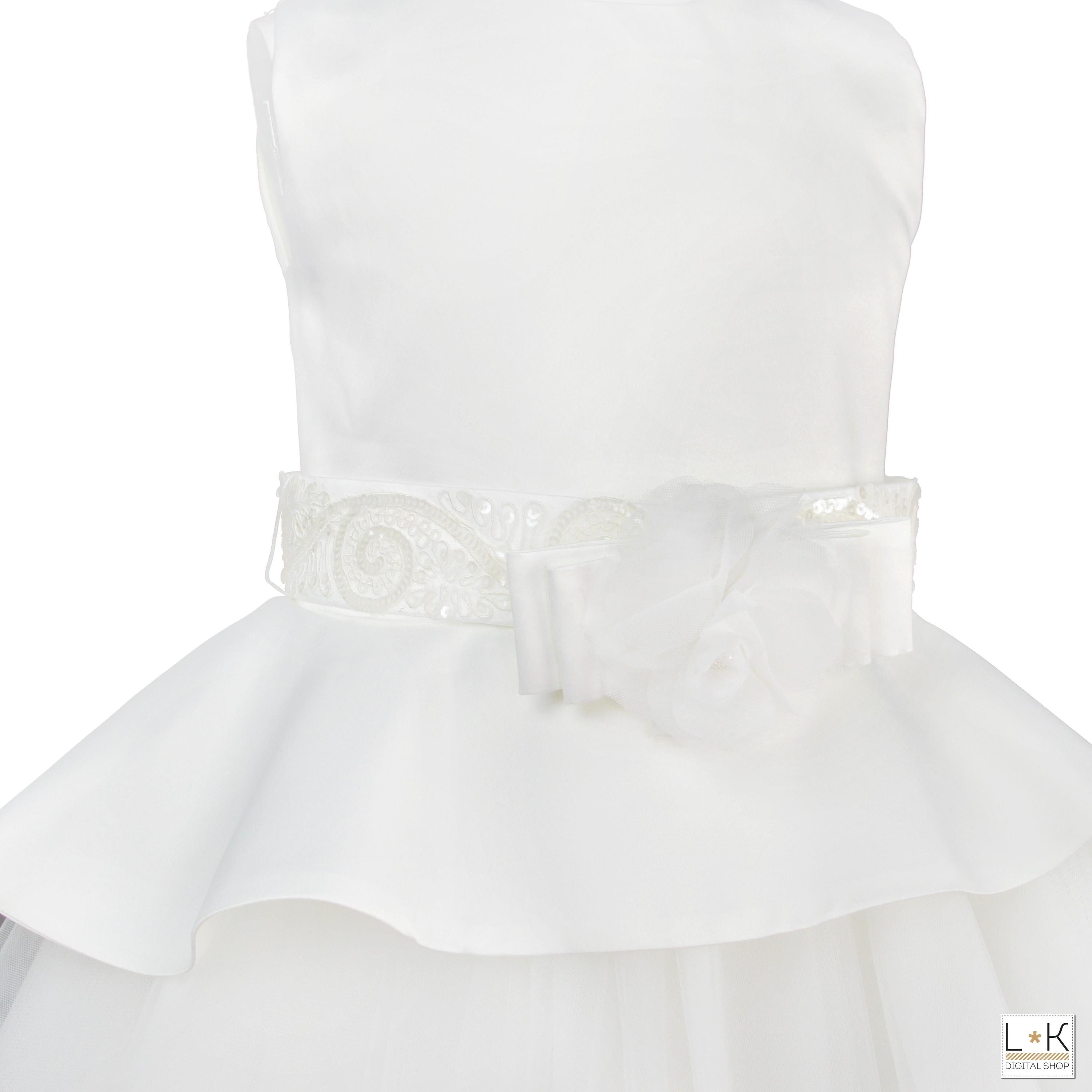 Abito Elegante Cerimonia Bianco Bambina Le Chicche ABR18 - LE CHICCHE - LuxuryKids