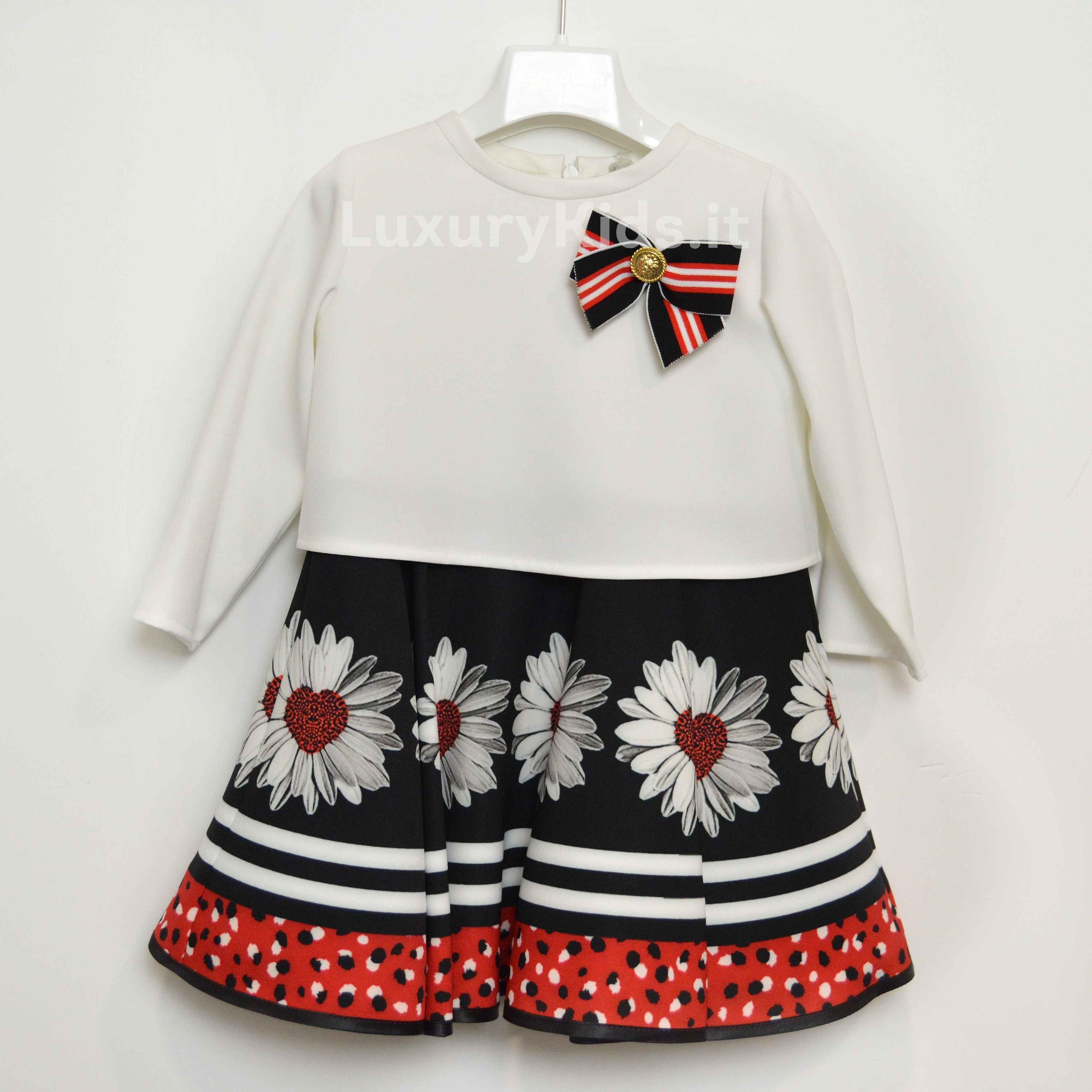 Abito Elegante cerimonia Neonata nero-bianco LOREDANA 7106A - LOLO' - LuxuryKids