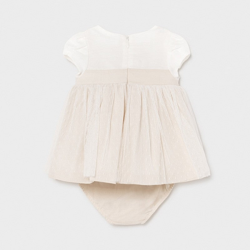 Abito Elegante Con Culotte In Tulle Sabbia Neonata MAYORAL 1823 - MAYORAL - LuxuryKids