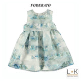 Abito Elegante con Stampa a Fiori Neonata Verde Sarabanda Q240 - SARABANDA - LuxuryKids