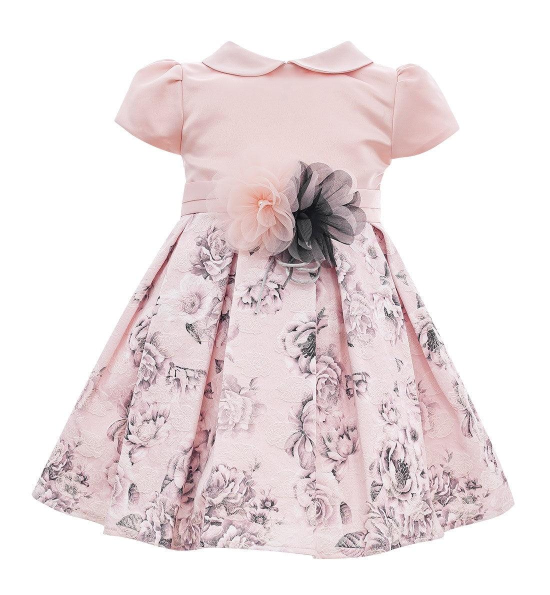 Abito Elegante Da Cerimonia Stampa Floreale Rosa Neonata ISABEL 63060 - ISABEL - LuxuryKids