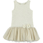 Abito Elegante Damascato Bambina Bianco-Oro Sarabanda  N421 - SARABANDA - LuxuryKids