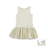 Abito Elegante Damascato Bambina Bianco-Oro Sarabanda  N421 - SARABANDA - LuxuryKids