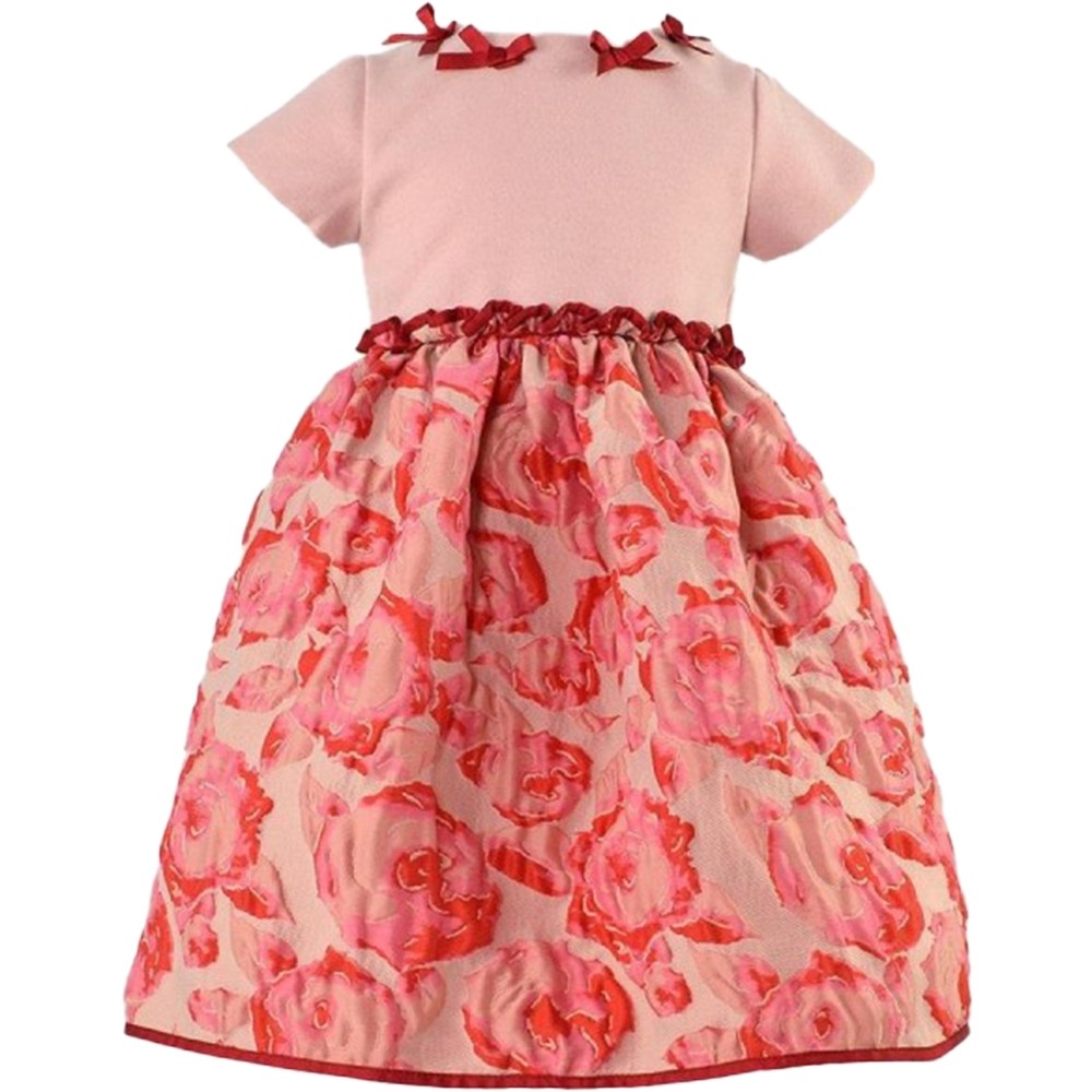 Abito Elegante Damascato Bambina Rosa Piccola Speranza PS16044 - PICCOLA SPERANZA - LuxuryKids