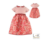 Abito Elegante Damascato Bambina Rosa Piccola Speranza PS16044 - PICCOLA SPERANZA - LuxuryKids