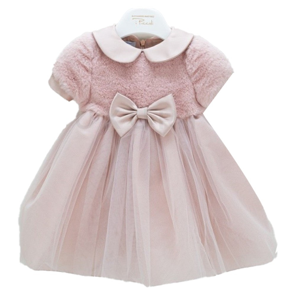 Abito elegante ecoPellicciotto Neonata Rosa Antico Martinez 1110 - ALESSANDRO MARTINEZ - LuxuryKids