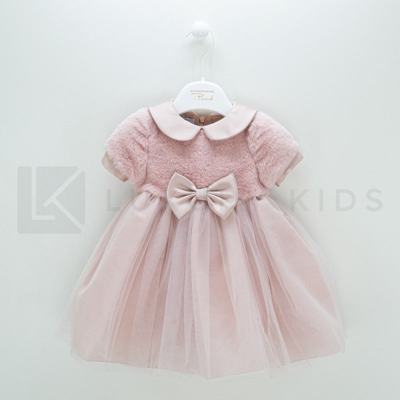 Abito elegante ecoPellicciotto Neonata Rosa Antico Martinez 1110 - ALESSANDRO MARTINEZ - LuxuryKids