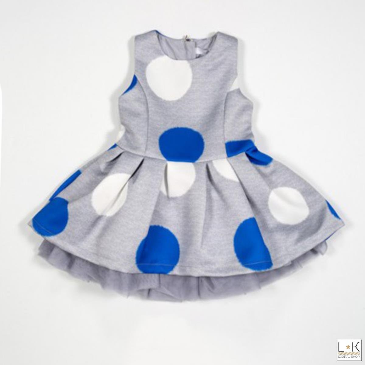 Abito Elegante grigio a Pois Bambina Fun&Fun FNBDR2142 - FUN&FUN - LuxuryKids