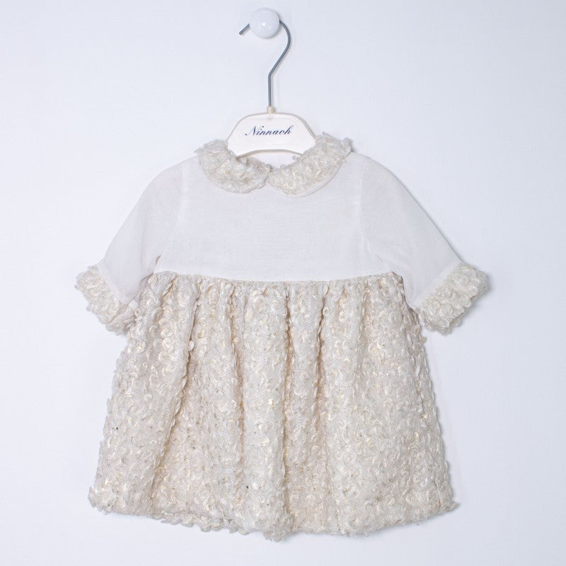 Abito Elegante in Boucle Neonata Bianco-Oro Patachou 2133511 - PATACHOU - LuxuryKids