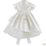 Abito Elegante in Raso E Tulle Panna Neonata Lolo' 5013 - LOLO' - LuxuryKids