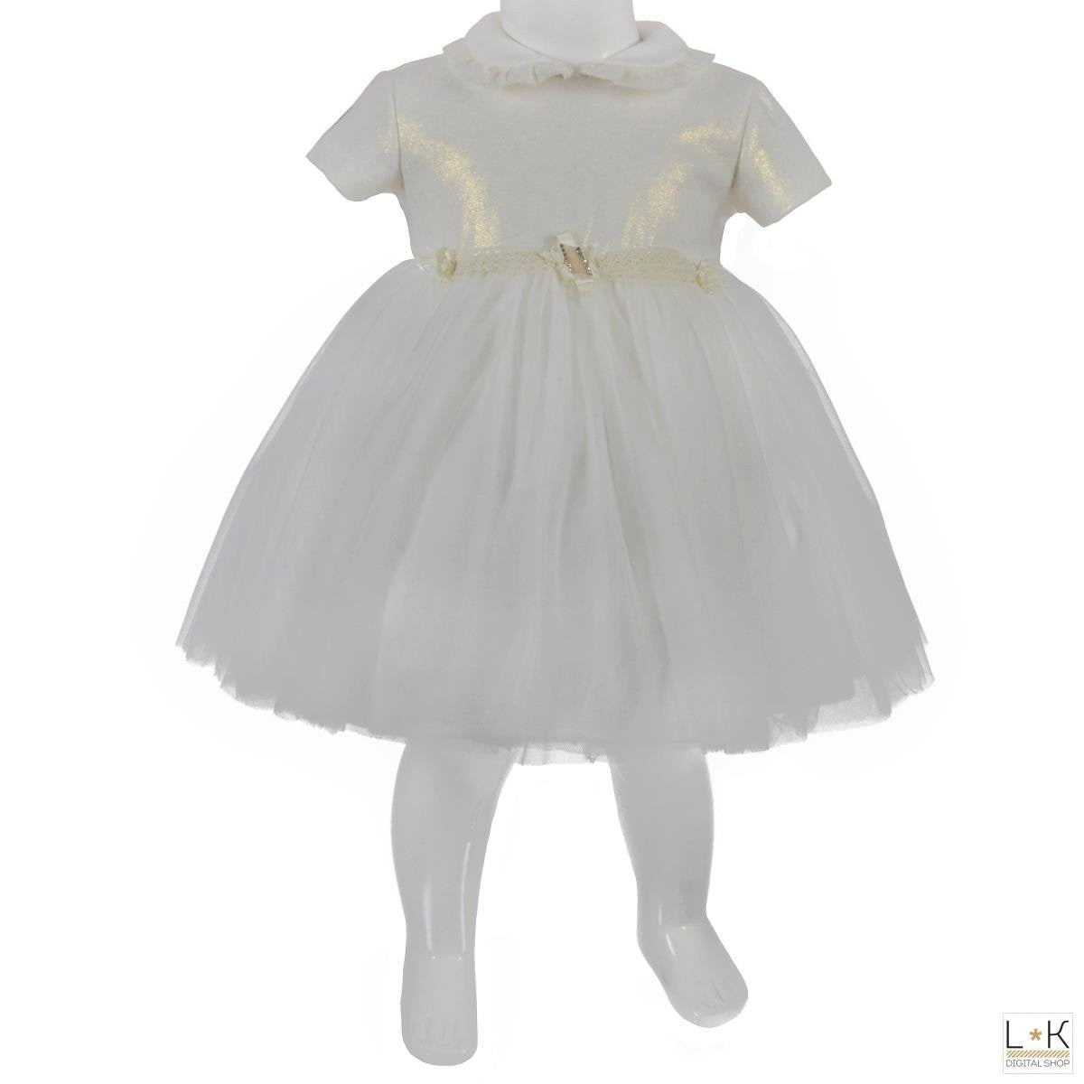 Abito Elegante in Tulle Bianco Neonata Bufi 10269A - BUFI - LuxuryKids
