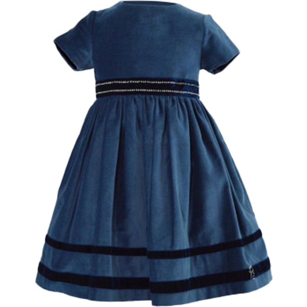 Abito Elegante in Velluto Bambina Blu Piccola Speranza PS16030 - PICCOLA SPERANZA - LuxuryKids