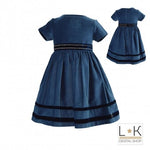 Abito Elegante in Velluto Bambina Blu Piccola Speranza PS16030 - PICCOLA SPERANZA - LuxuryKids