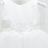 Abito Elegante Made In Italy Bianco Con Gonna In Tulle Bambina Le Chicche 65 - LE CHICCHE - LuxuryKids