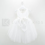 Abito Elegante Made In Italy Bianco Con Gonna In Tulle Neonata Le Chicche 65 - LE CHICCHE - LuxuryKids