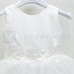 Abito Elegante Made In Italy Bianco Con Gonna In Tulle Neonata Le Chicche 65 - LE CHICCHE - LuxuryKids