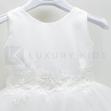 Abito Elegante Made In Italy Bianco Con Gonna In Tulle Neonata Le Chicche 65 - LE CHICCHE - LuxuryKids