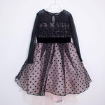Abito Elegante Tulle A Pois Nero-Rosa Bambina LIALEA DS01743 - LIALEA - LuxuryKids