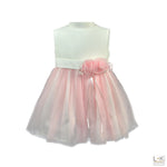 Abito Elegante Tulle Panna Rosa  Battesimo Neonata Bufi B10018A - BUFI - LuxuryKids