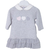 Abito in Caldo Cotone a Righe Grigio Neonata Sarabanda I1586 - NINNAOH - LuxuryKids