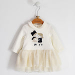Abito In Caldo Cotone Con Gonna in Tulle Neonata MINIBANDA 1723 - MINIBANDA - LuxuryKids