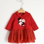 Abito In Caldo Cotone Con Gonna in Tulle Neonata MINIBANDA 1723 - MINIBANDA - LuxuryKids