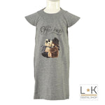 Abito in Caldo Cotone Grigio con Stampa Bambina One Love 293E205 - ONE LOVE - LuxuryKids
