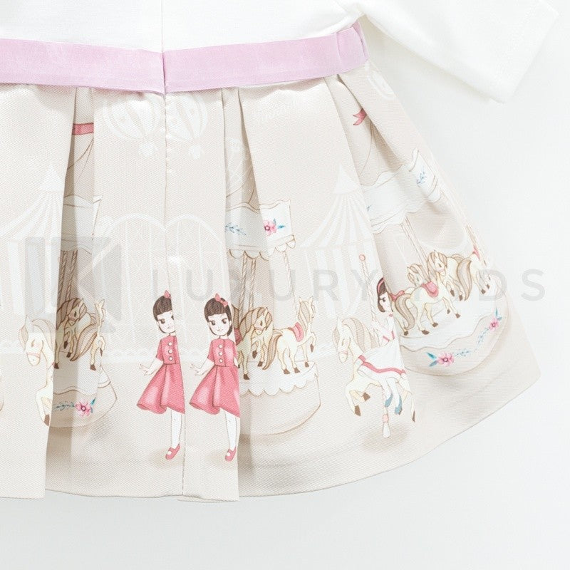 Abito In Caldo Cotone Tema Carillon Panna Neonata Ninnaoh I19112 - NINNAOH - LuxuryKids