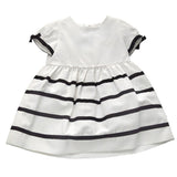 Abito in Cotone a Righe a Bambolina Elegante Neonata Bianco Moschino MDVB49 - MOSCHINO - LuxuryKids