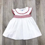 Abito In Cotone Bianco Con Punto Smock Neonata Sardon LA444 - SARDON - LuxuryKids