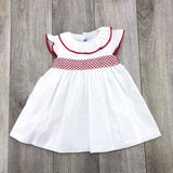 Abito In Cotone Bianco Con Punto Smock Neonata Sardon LA444 - SARDON - LuxuryKids