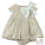 Abito In Lino Con Culotte Neonata Minibanda U749 - MINIBANDA - LuxuryKids