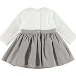 Abito in punto milano lurex con fiocco in Caldo Cotone Neonata Panna-Grigio Minibanda V755 - MINIBANDA - LuxuryKids