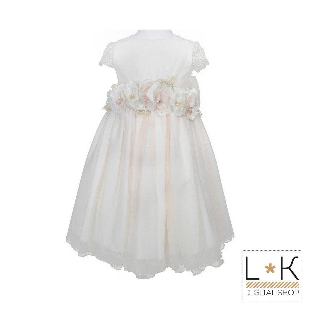Abito in Tulle Eegante Cerimonia Rosa Cipria Bambina Mimilù 987 - MIMILU' - LuxuryKids